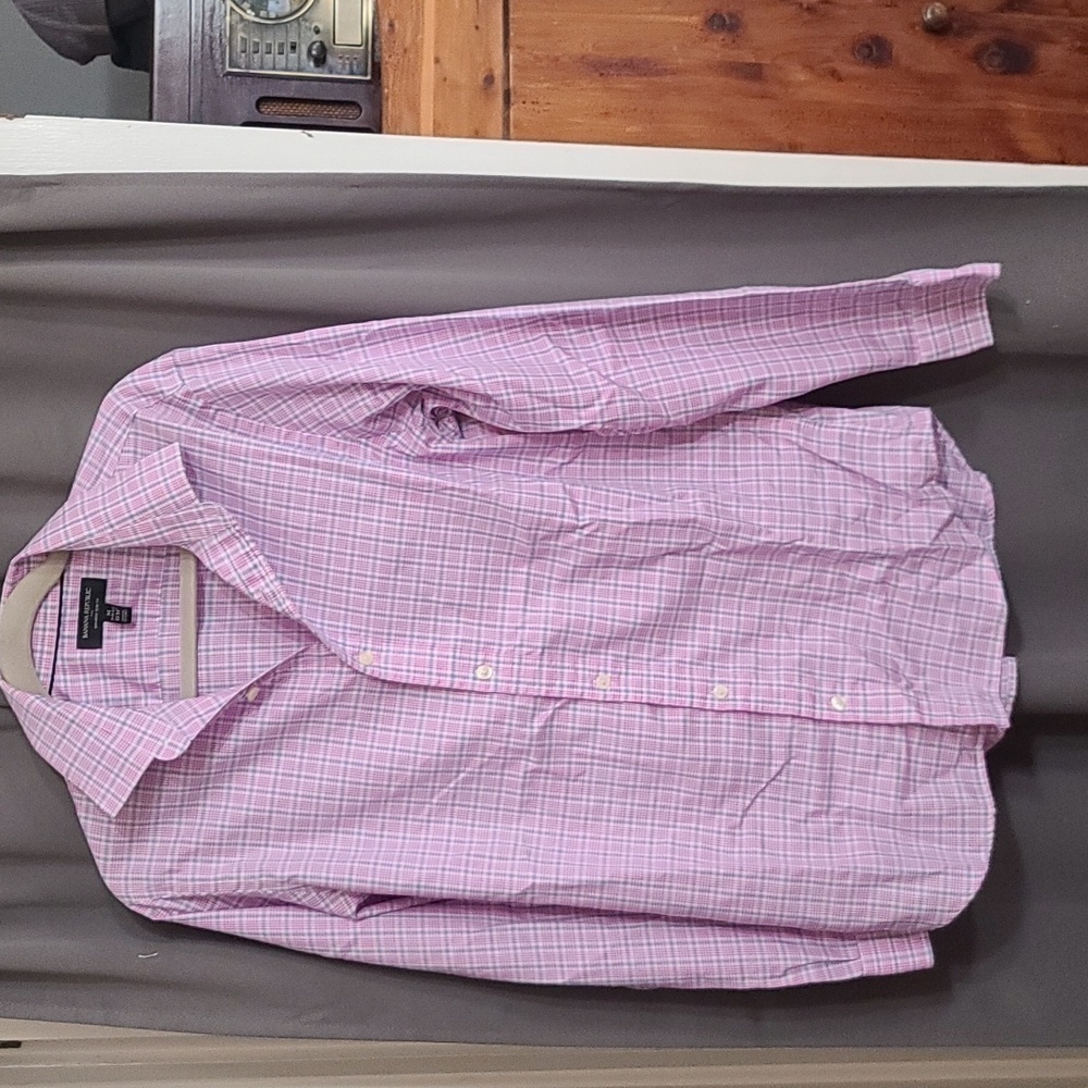 Banana Republic Factory Mens Longsleeve Button Up Shirt Purple/Blue Plaid M EUC